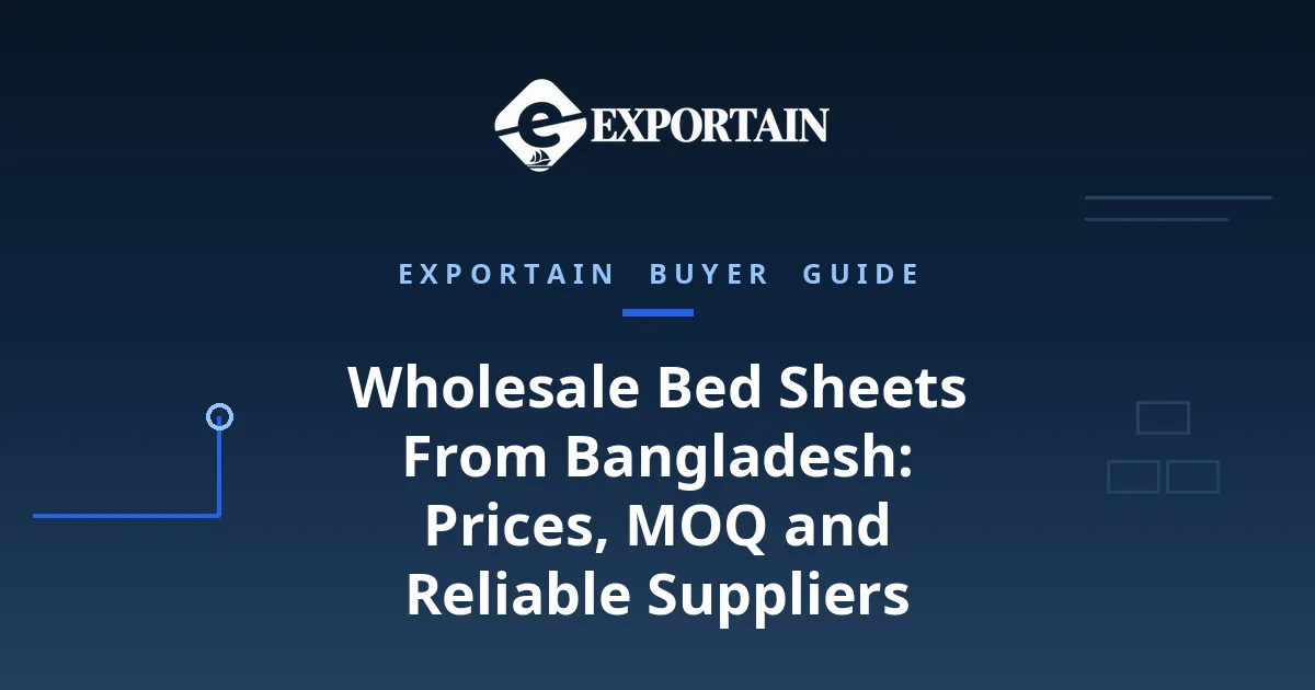 Navy title card: Wholesale Bed Sheets From Bangladesh, Prices, MOQ and Reliable Suppliers