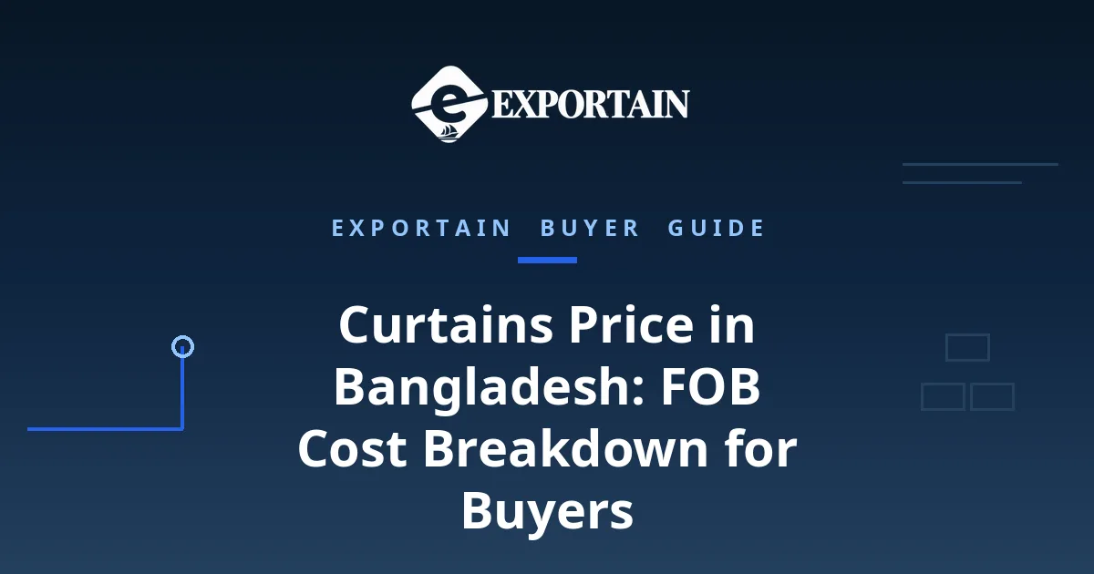 Navy title card: Curtains Price in Bangladesh, FOB cost breakdown for buyers