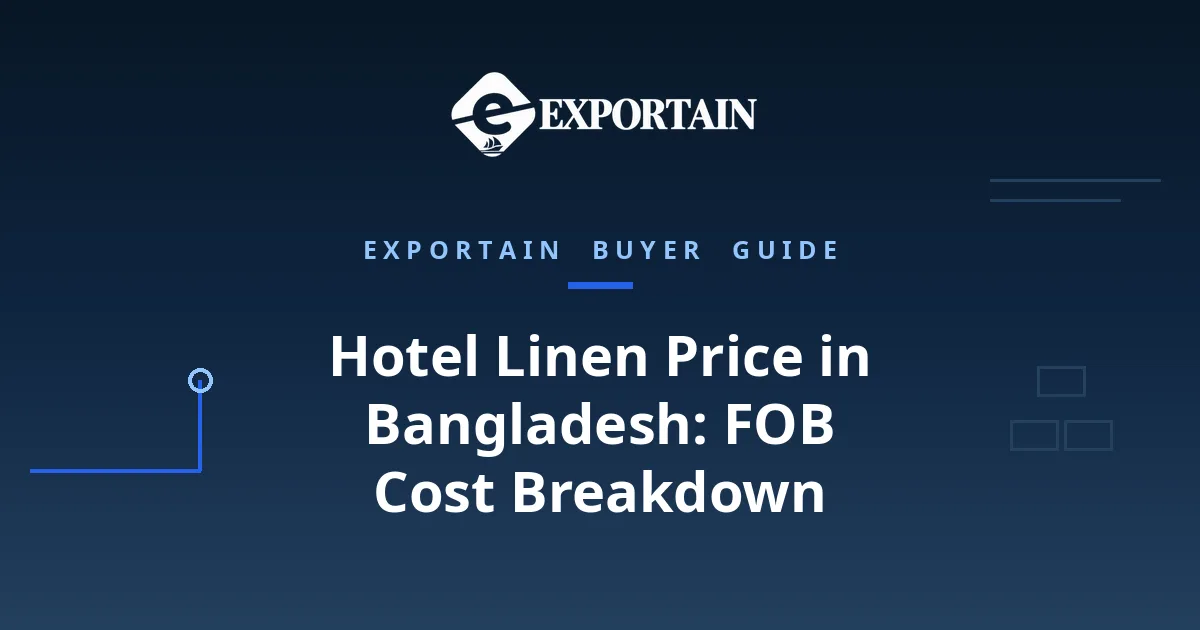 Navy title card: Hotel Linen Price in Bangladesh, FOB Cost Breakdown