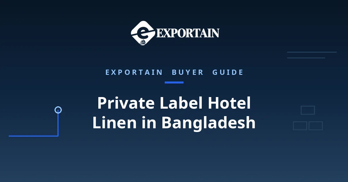 Navy title card: Private Label Hotel Linen in Bangladesh, a brand owner's guide