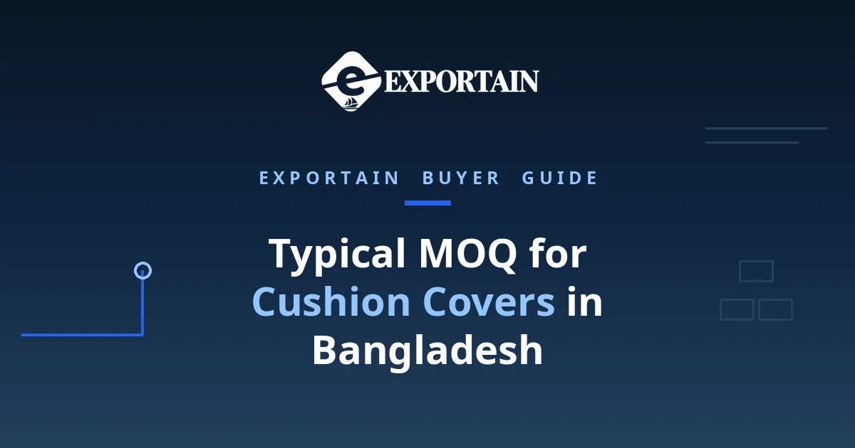 Navy title card: Typical MOQ for Cushion Covers in Bangladesh