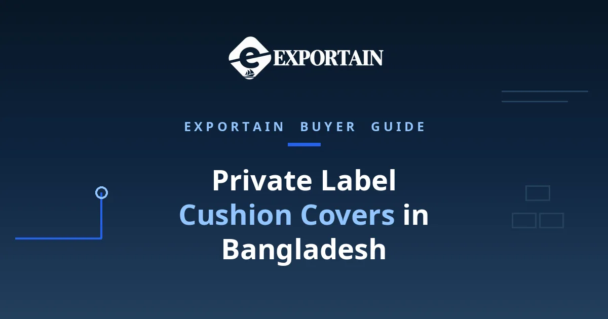 Navy title card: Private Label Cushion Covers in Bangladesh, a brand owner's guide