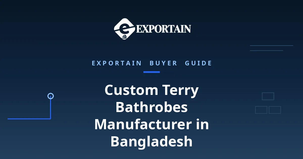 Navy title card: Custom Terry Bathrobes Manufacturer in Bangladesh, OEM process guide