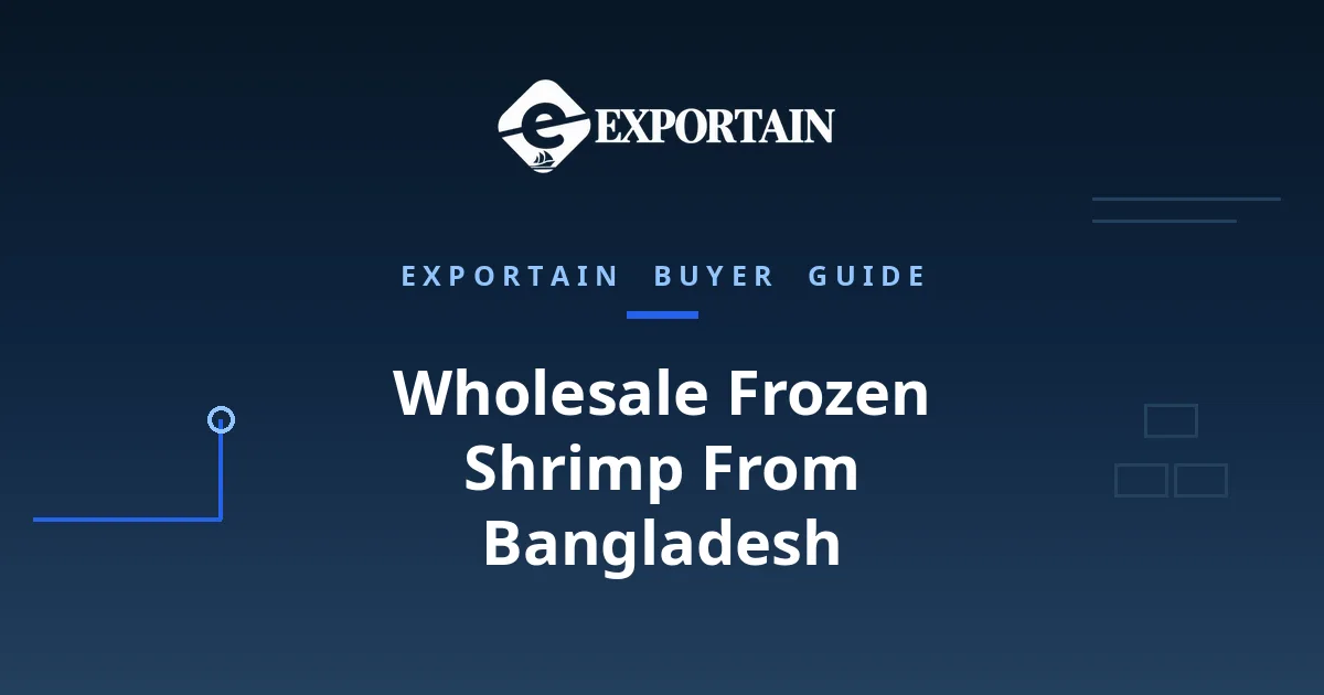 Navy title card: Wholesale Frozen Shrimp From Bangladesh, a wholesale buyer guide
