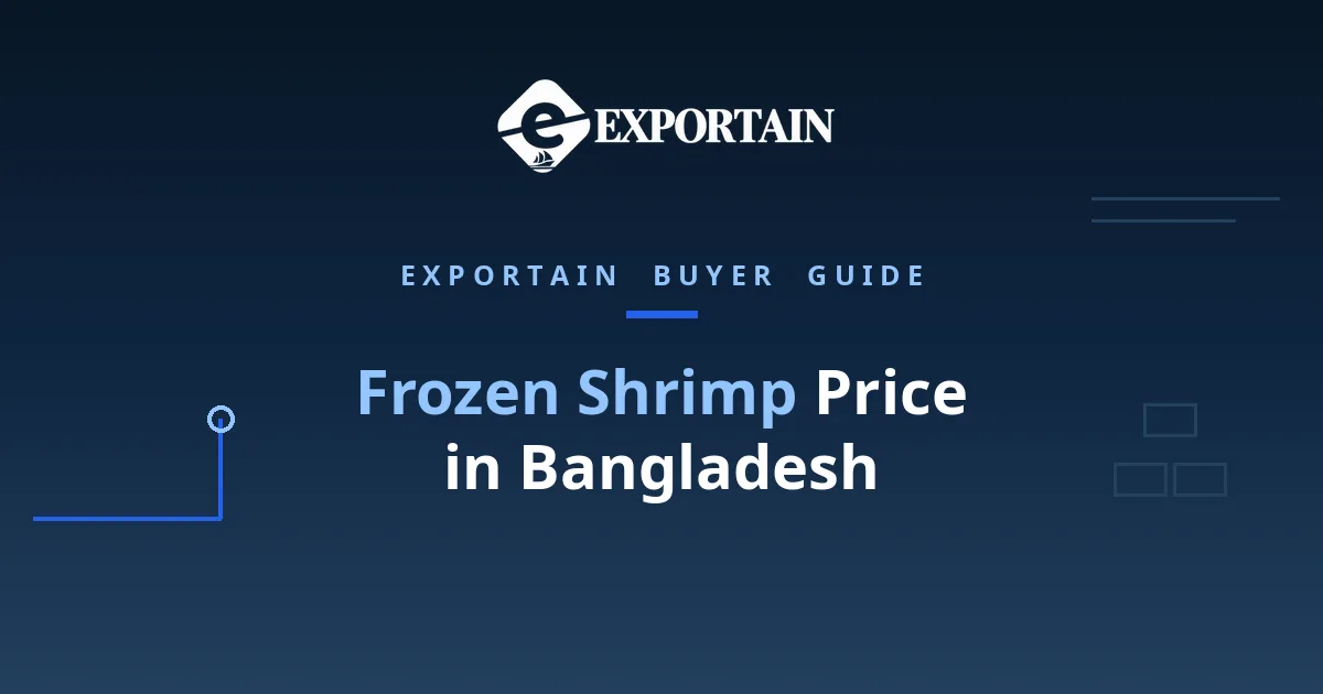 Navy title card: Frozen Shrimp Price in Bangladesh, an FOB cost-breakdown guide