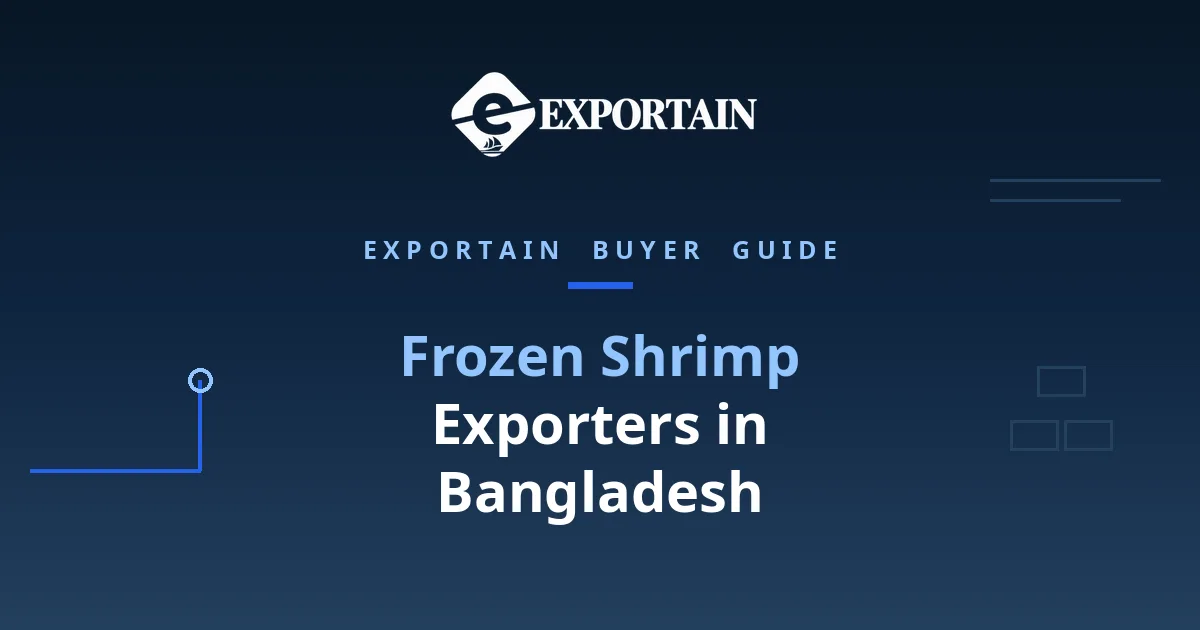 Navy title card: Frozen Shrimp Exporters in Bangladesh, a supplier verification checklist