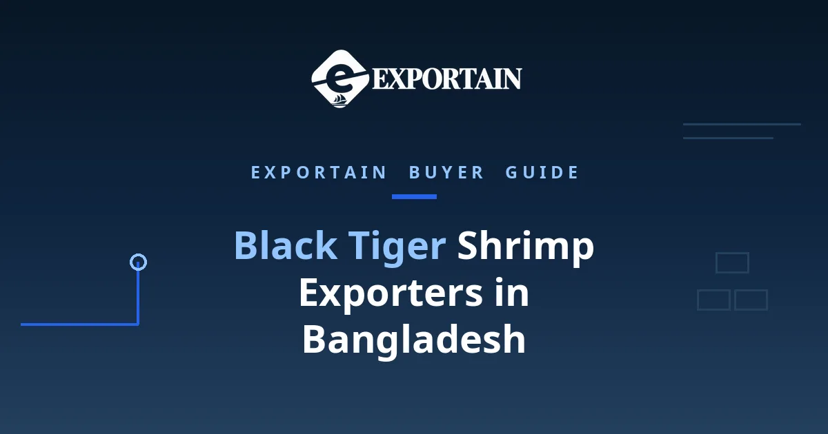 Navy title card: Black Tiger Shrimp Exporters in Bangladesh, a verified supplier checklist