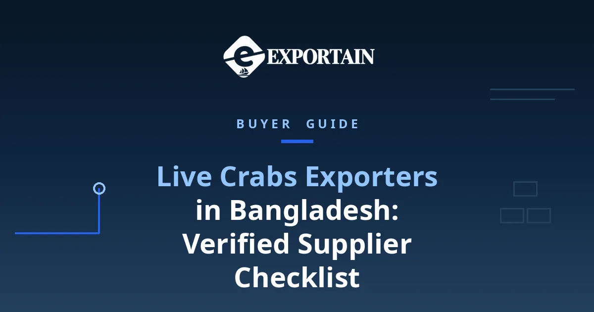 Navy title card: Live Crabs Exporters in Bangladesh Verified Supplier Checklist