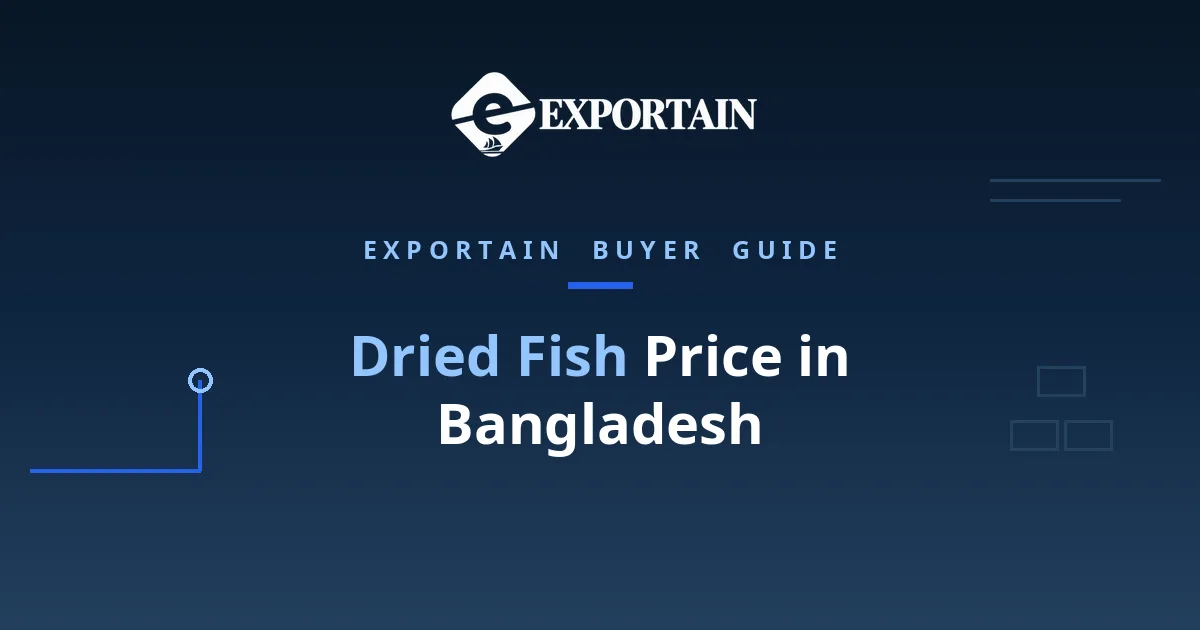 Navy title card: Dried Fish Price in Bangladesh, FOB cost breakdown for buyers