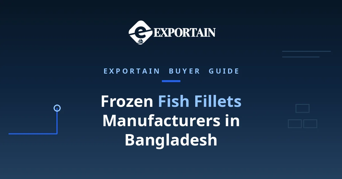 Navy title card: Frozen Fish Fillets Manufacturers in Bangladesh buyer guide