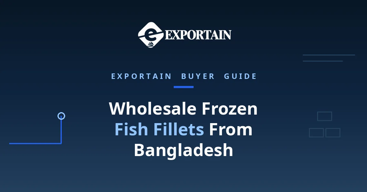Navy title card: Wholesale Frozen Fish Fillets From Bangladesh, fillet tier guide