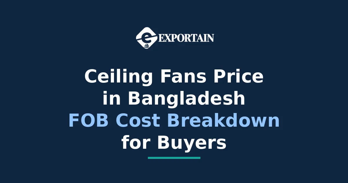 Navy title card: Ceiling Fans Price in Bangladesh, FOB Cost Breakdown for Buyers