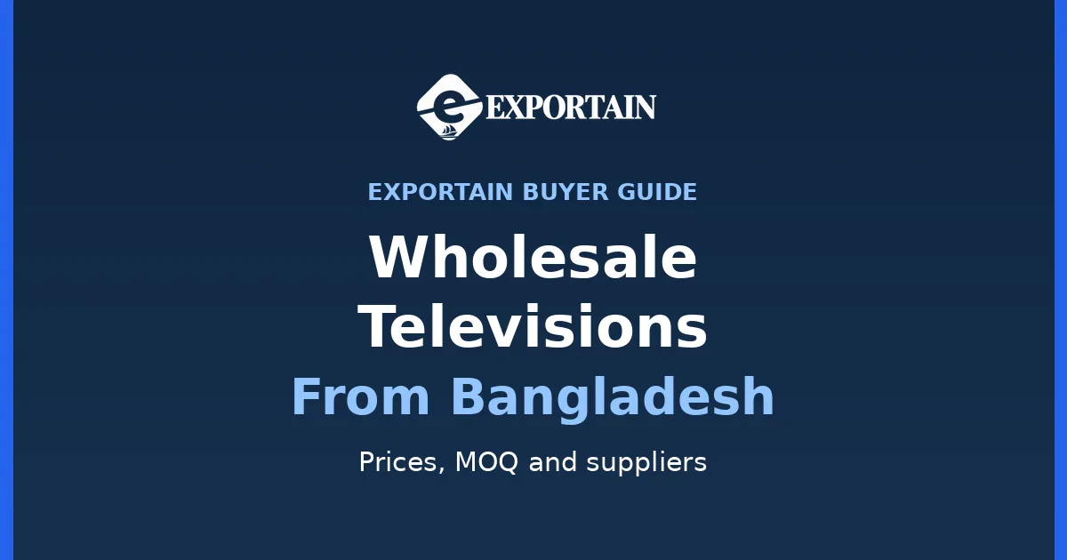 Navy title card: Wholesale Televisions From Bangladesh, a buyer guide