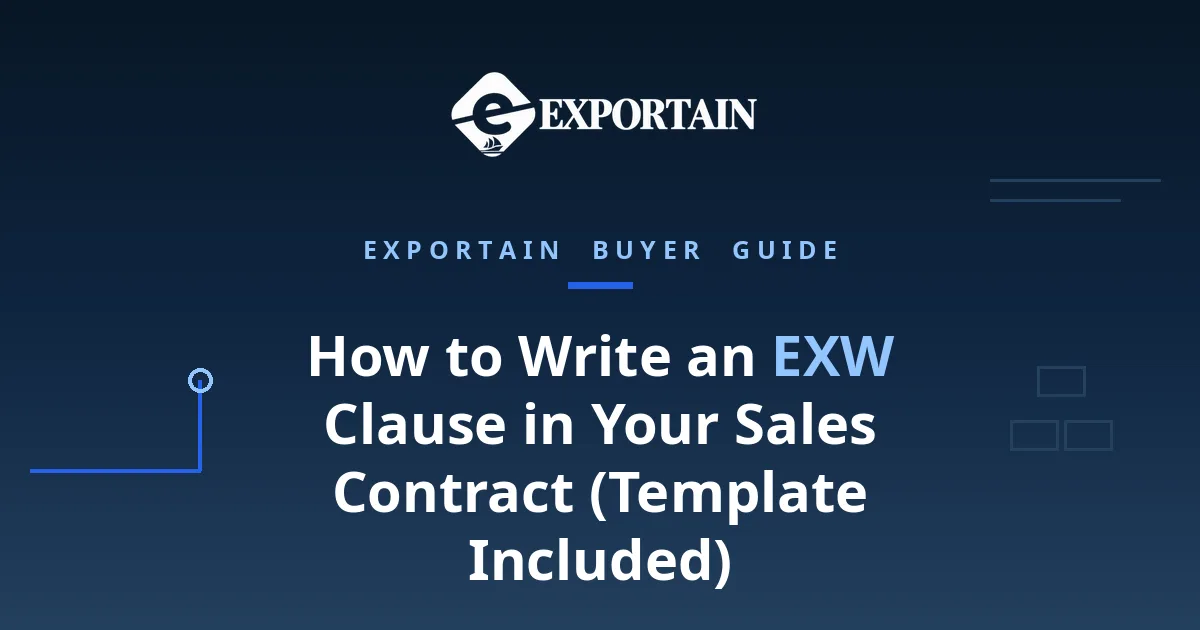 Navy title card: How to Write an EXW Clause in Your Sales Contract, template included