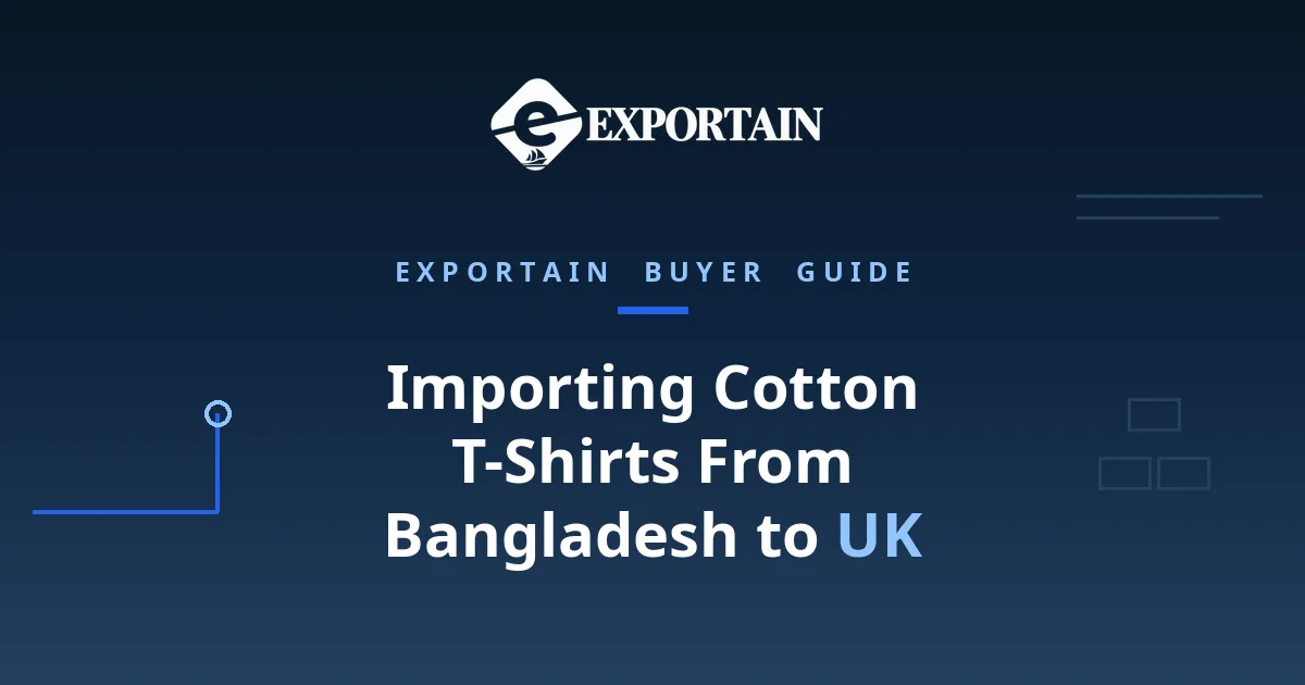 Navy title card: Importing Cotton T-Shirts From Bangladesh to UK