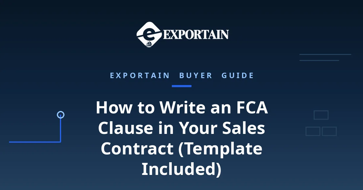 Navy title card: How to Write an FCA Clause in Your Sales Contract, template included