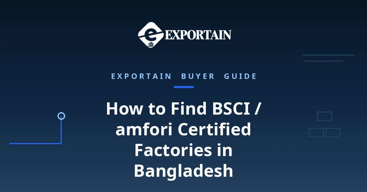 Navy title card: How to Find BSCI / amfori Certified Factories in Bangladesh