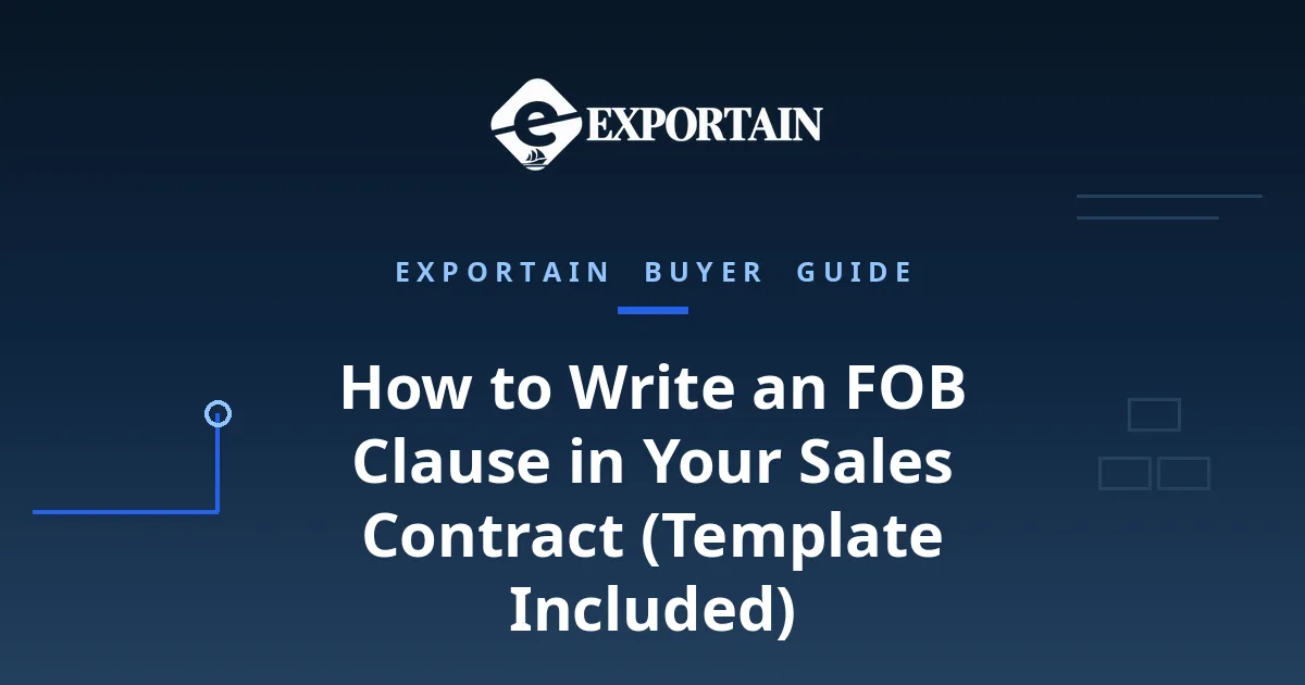 Navy title card: How to Write an FOB Clause in Your Sales Contract, template included