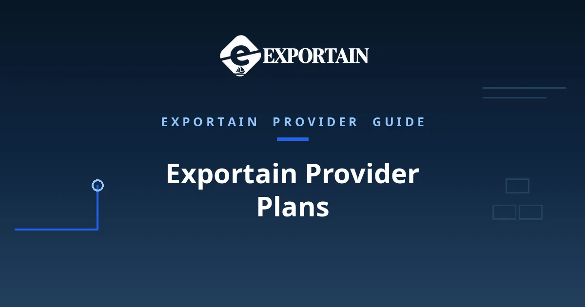 Navy title card: Exportain Provider Plans, an Exportain provider guide