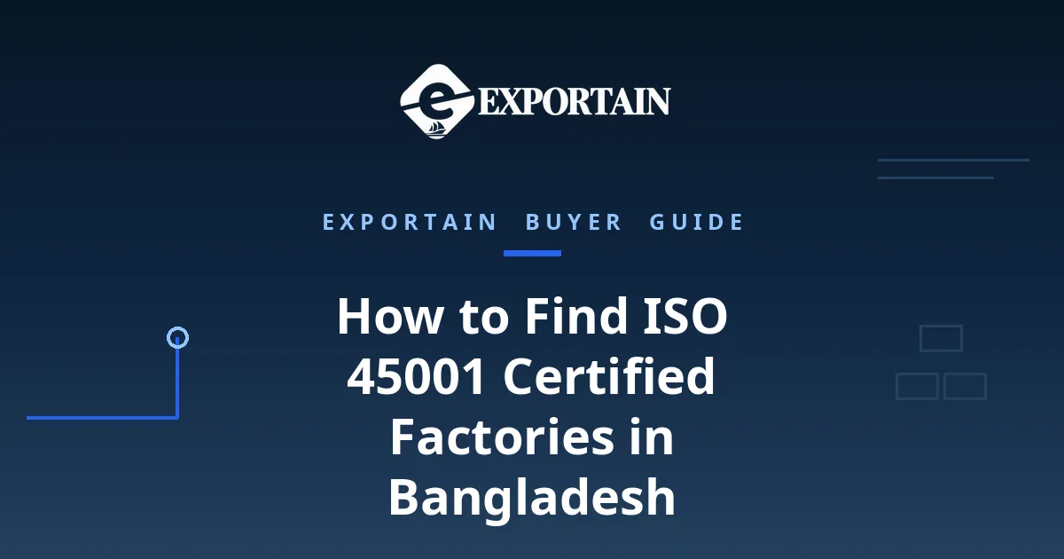 Navy title card: How to Find ISO 45001 Certified Factories in Bangladesh