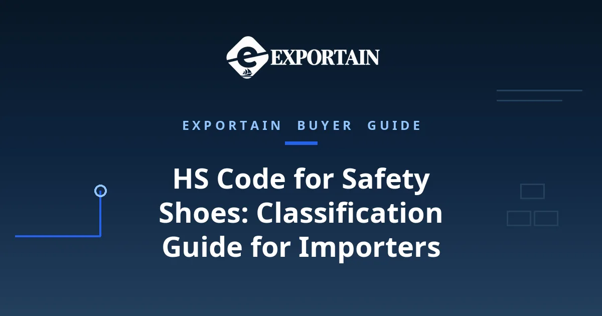 Navy title card: HS Code for Safety Shoes, Classification Guide for Importers