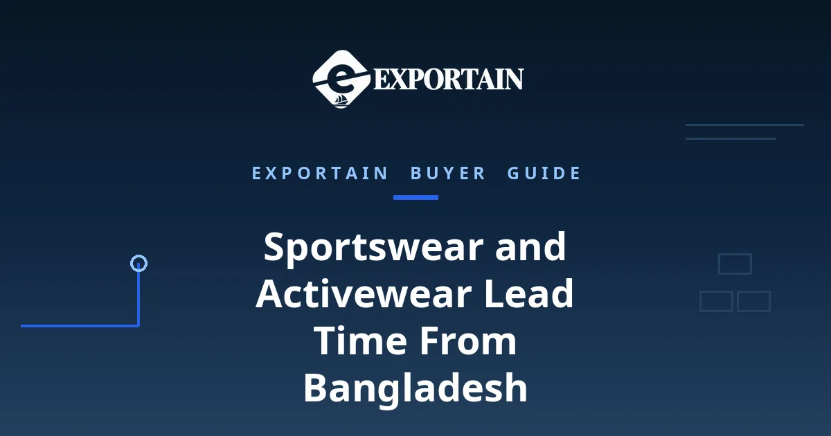 Navy title card: Sportswear and Activewear Lead Time From Bangladesh, production and shipping timeline guide