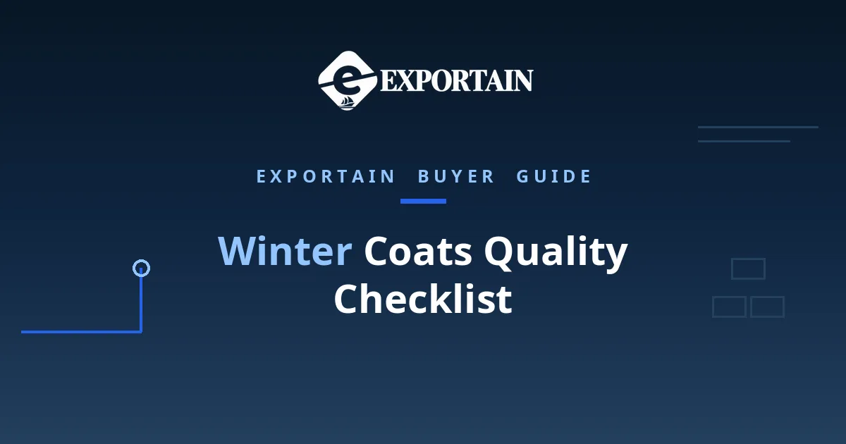 Navy title card: Winter Coats Quality Checklist, buyer guide