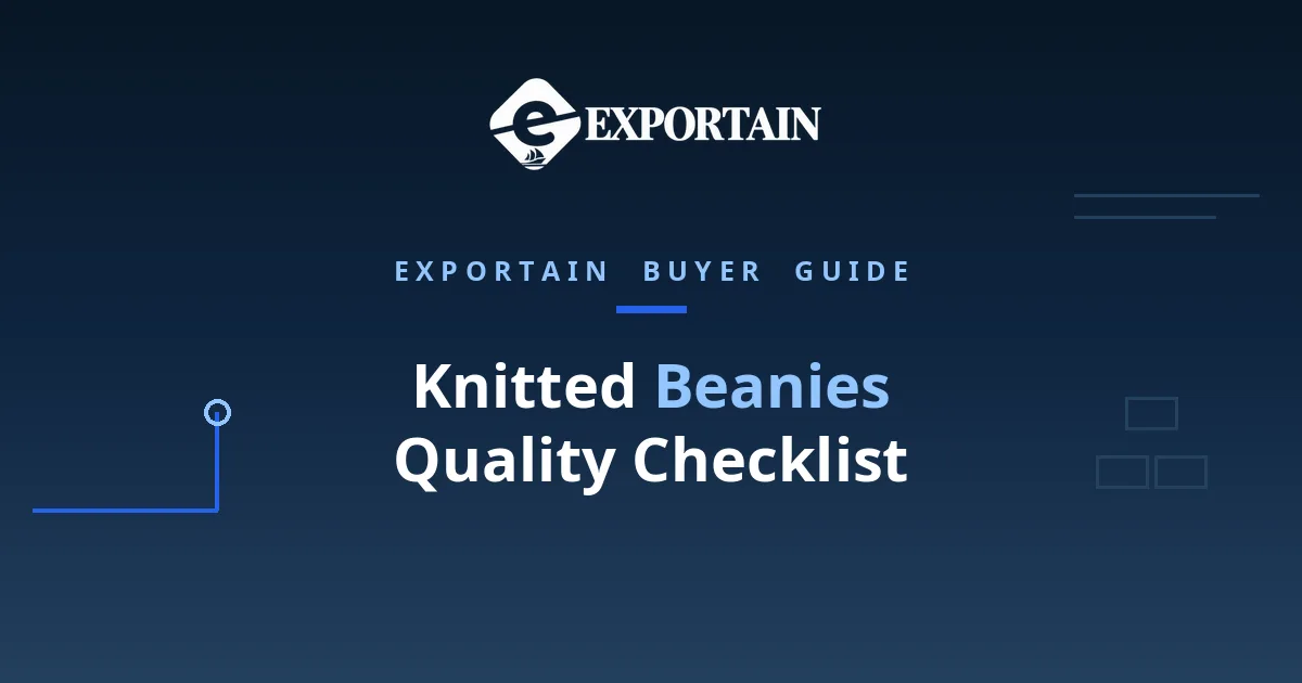 Navy title card: Knitted Beanies Quality Checklist, buyer guide