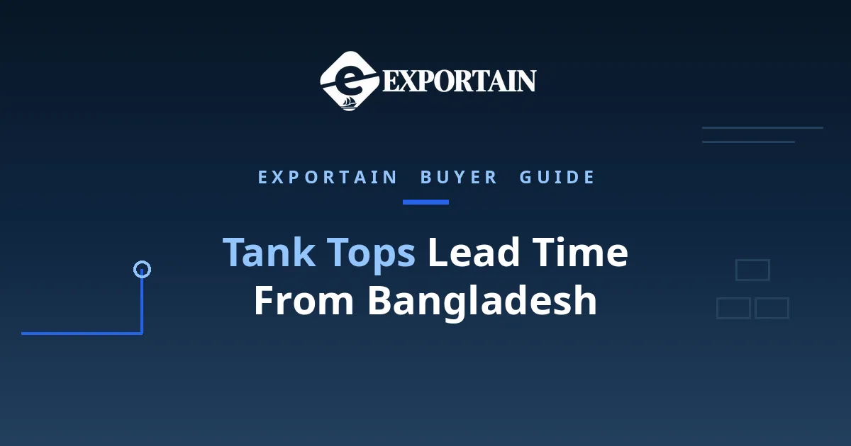 Navy title card: Tank Tops Lead Time, buyer guide