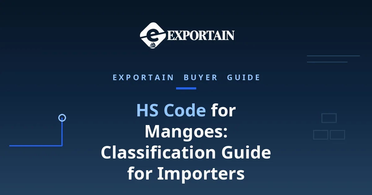 Navy title card: HS Code for Mangoes classification guide