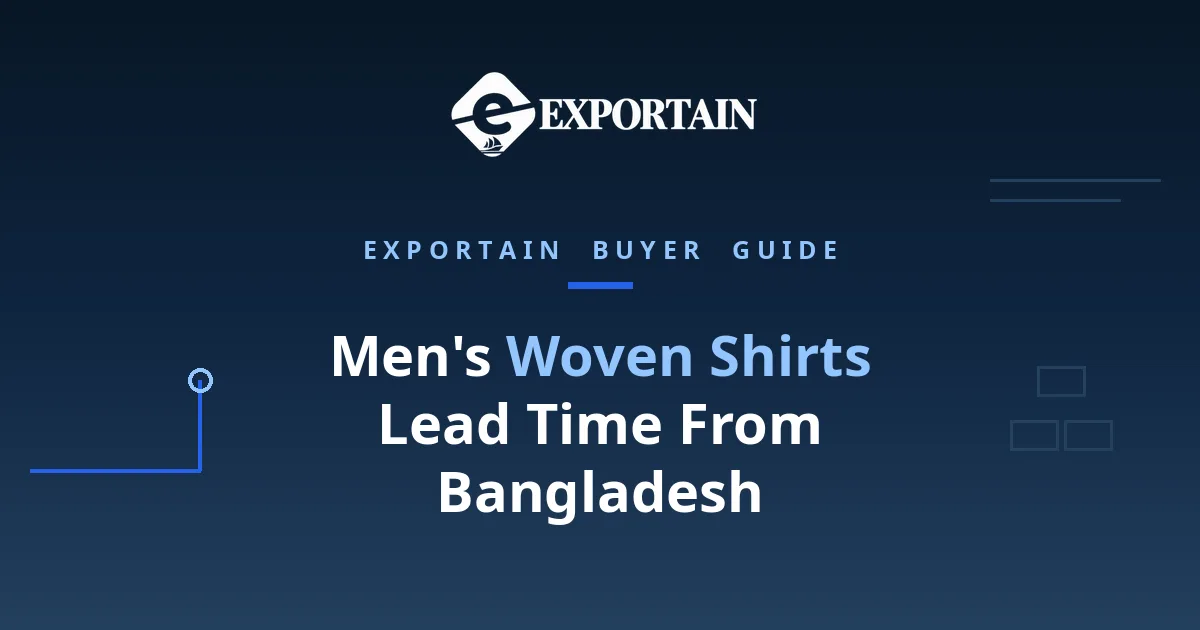 Navy title card: Men's Woven Shirts Lead Time From Bangladesh