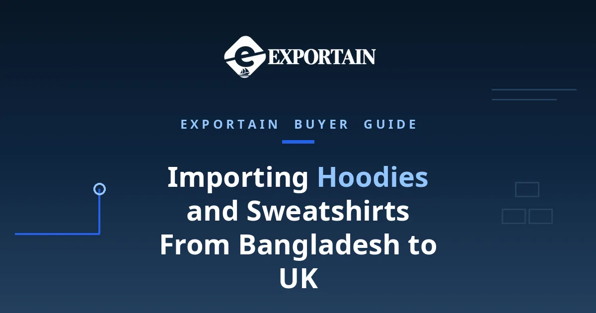 Navy title card: Importing Hoodies and Sweatshirts From Bangladesh to UK