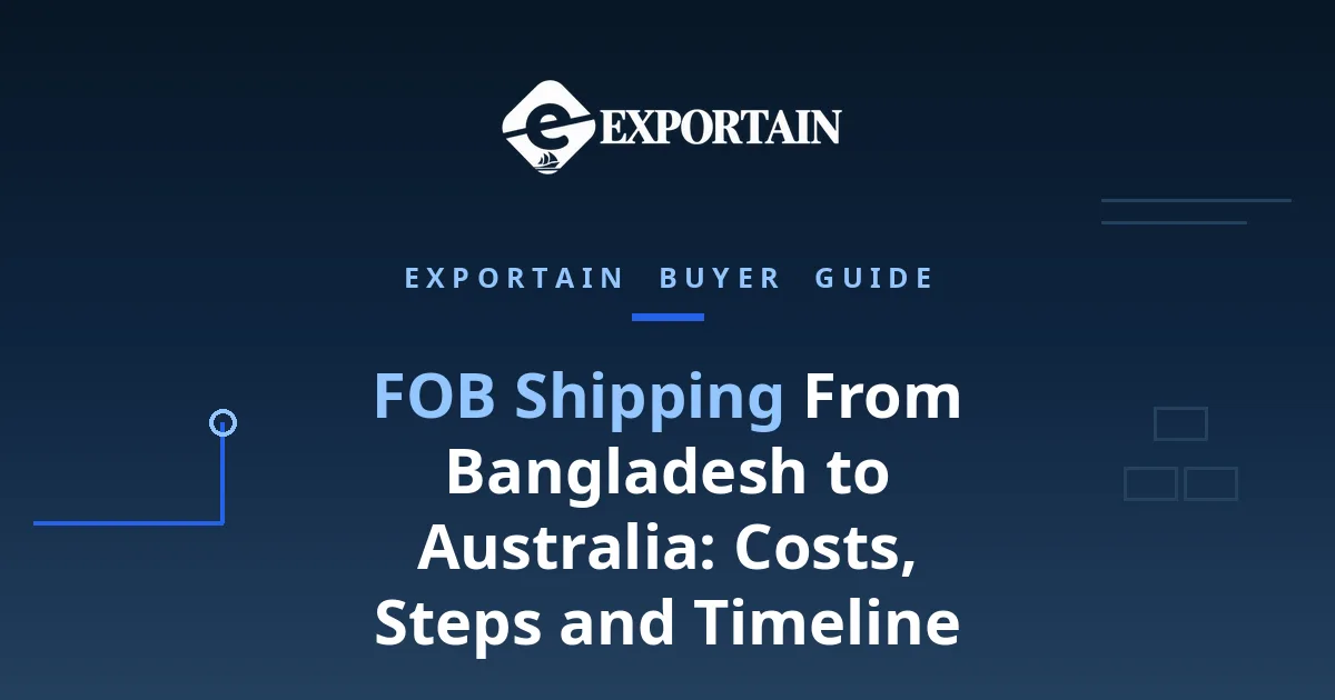 Navy title card: FOB Shipping From Bangladesh to Australia, buyer guide