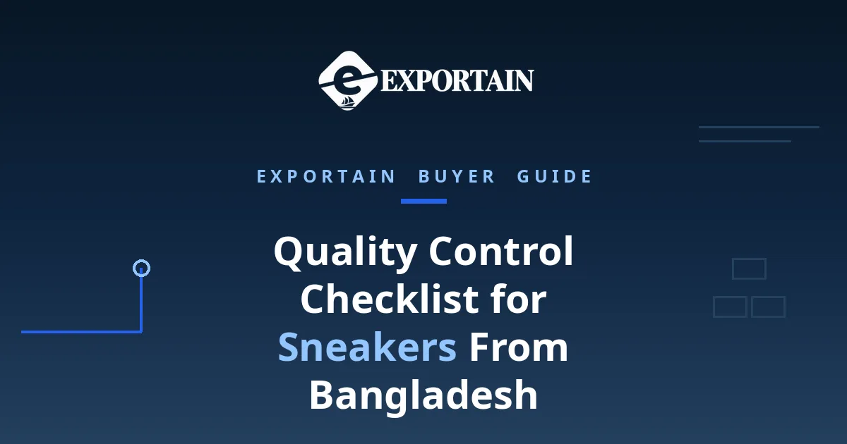 Navy title card: Quality Control Checklist for Sneakers From Bangladesh, buyer guide
