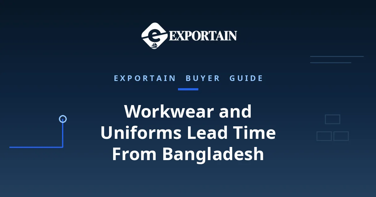 Navy title card: Workwear and Uniforms Lead Time From Bangladesh