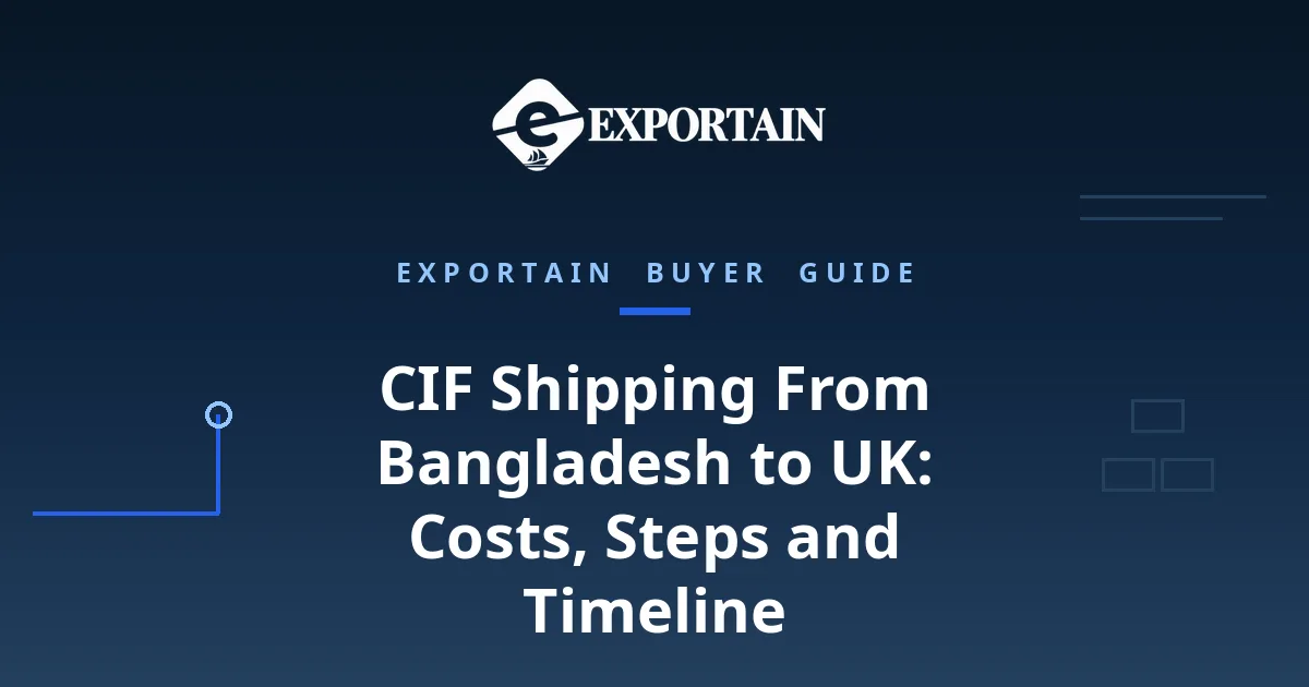 Navy title card: CIF Shipping From Bangladesh to UK, buyer guide