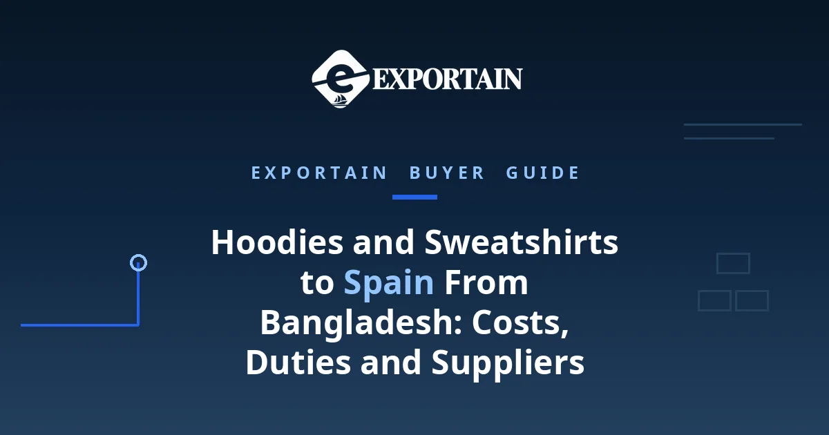 Navy title card: Hoodies and Sweatshirts to Spain From Bangladesh