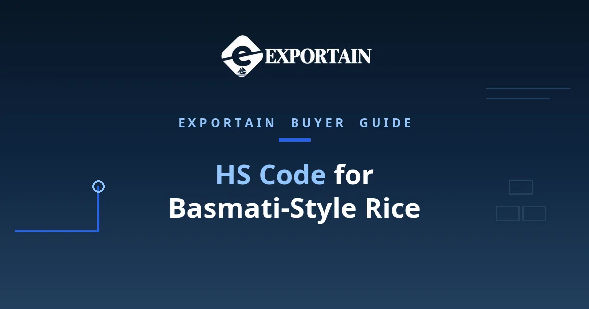 HS Code for Basmati-Style Rice β basmati-style rice prepared for export in a clean