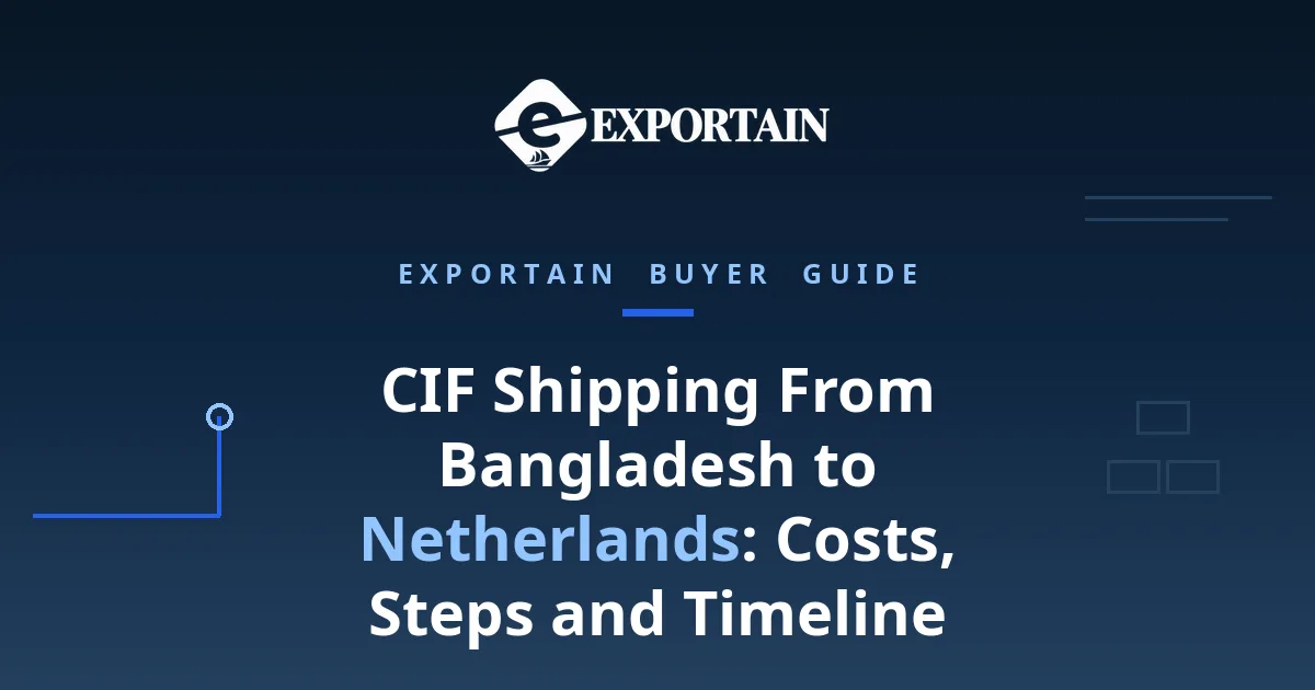 CIF Shipping Bangladesh to Netherlands: container ship loaded by gantry cranes at Chittagong port at golden hour