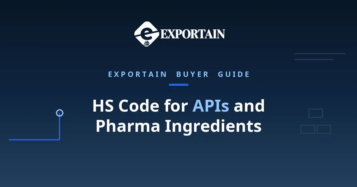 Navy title card: HS Code for APIs and Pharma Ingredients classification guide