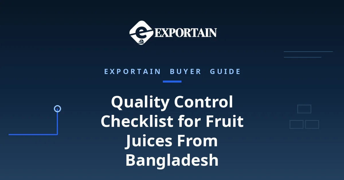 Navy title card: Quality Control Checklist for Fruit Juices From Bangladesh