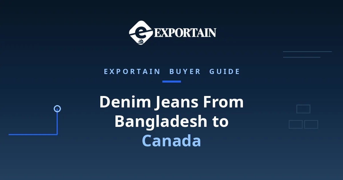 Navy title card: Denim Jeans From Bangladesh to Canada