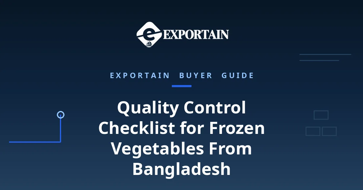 Navy title card: Quality Control Checklist for Frozen Vegetables From Bangladesh