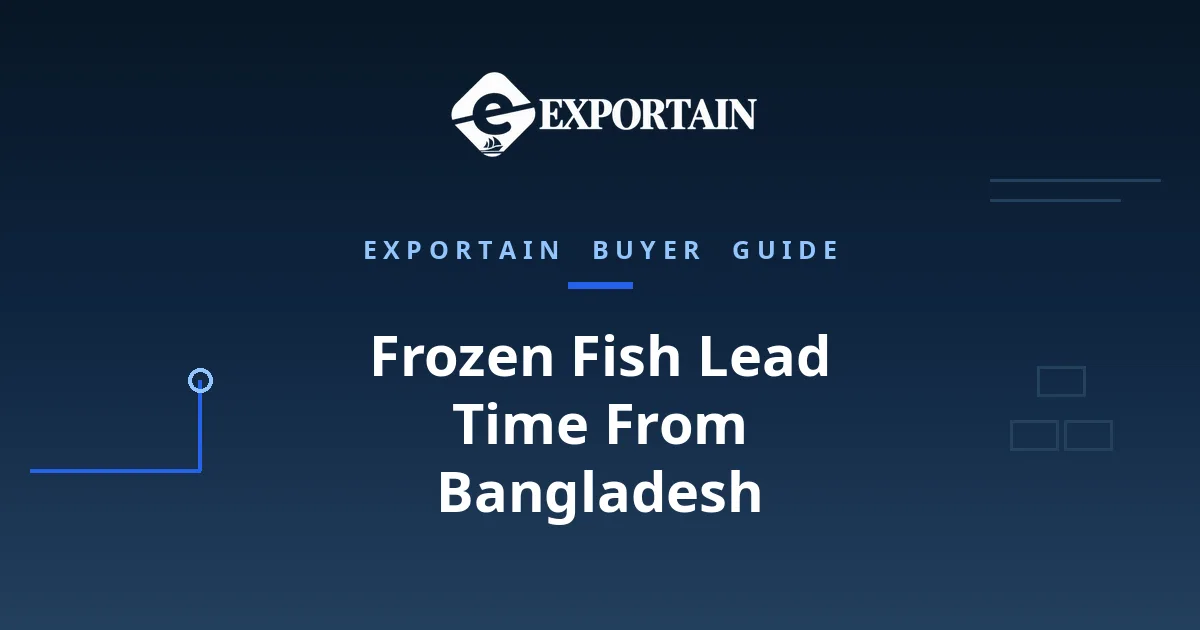 Navy title card: Frozen Fish Lead Time From Bangladesh, production and shipping timeline