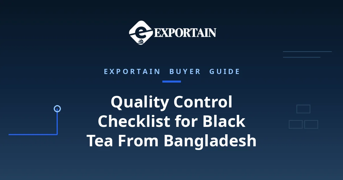 Navy title card: Quality Control Checklist for Black Tea From Bangladesh