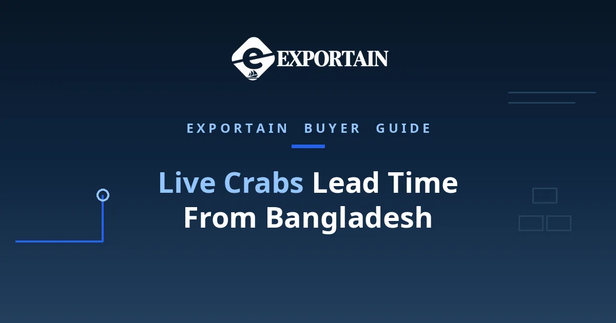 Navy title card: Live Crabs Lead Time From Bangladesh, with live crabs highlighted