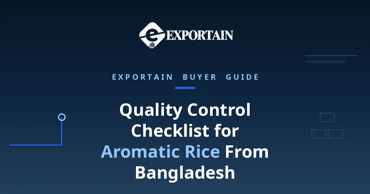 Navy title card: Quality Control Checklist for Aromatic Rice From Bangladesh
