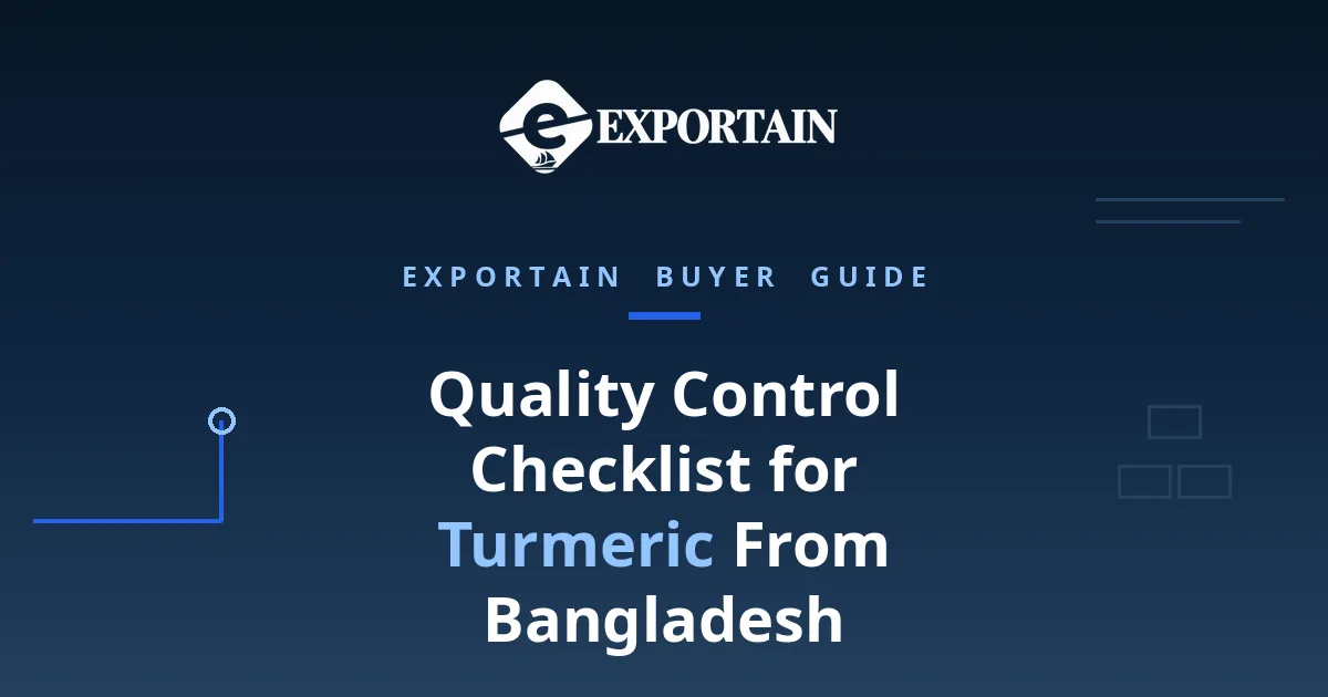 Navy title card: Quality Control Checklist for Turmeric From Bangladesh