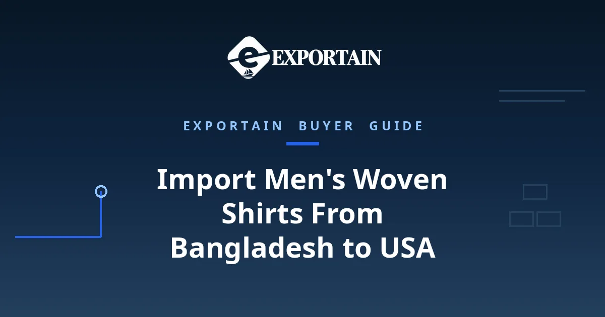 Navy title card: Import Men's Woven Shirts From Bangladesh to USA