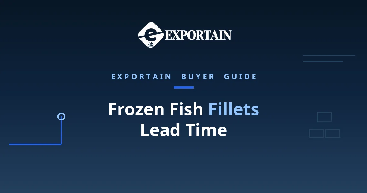 Navy title card: Frozen Fish Fillets Lead Time From Bangladesh, fillet production timeline